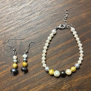 multicolor freshwater pearl earring and necklace matching set!